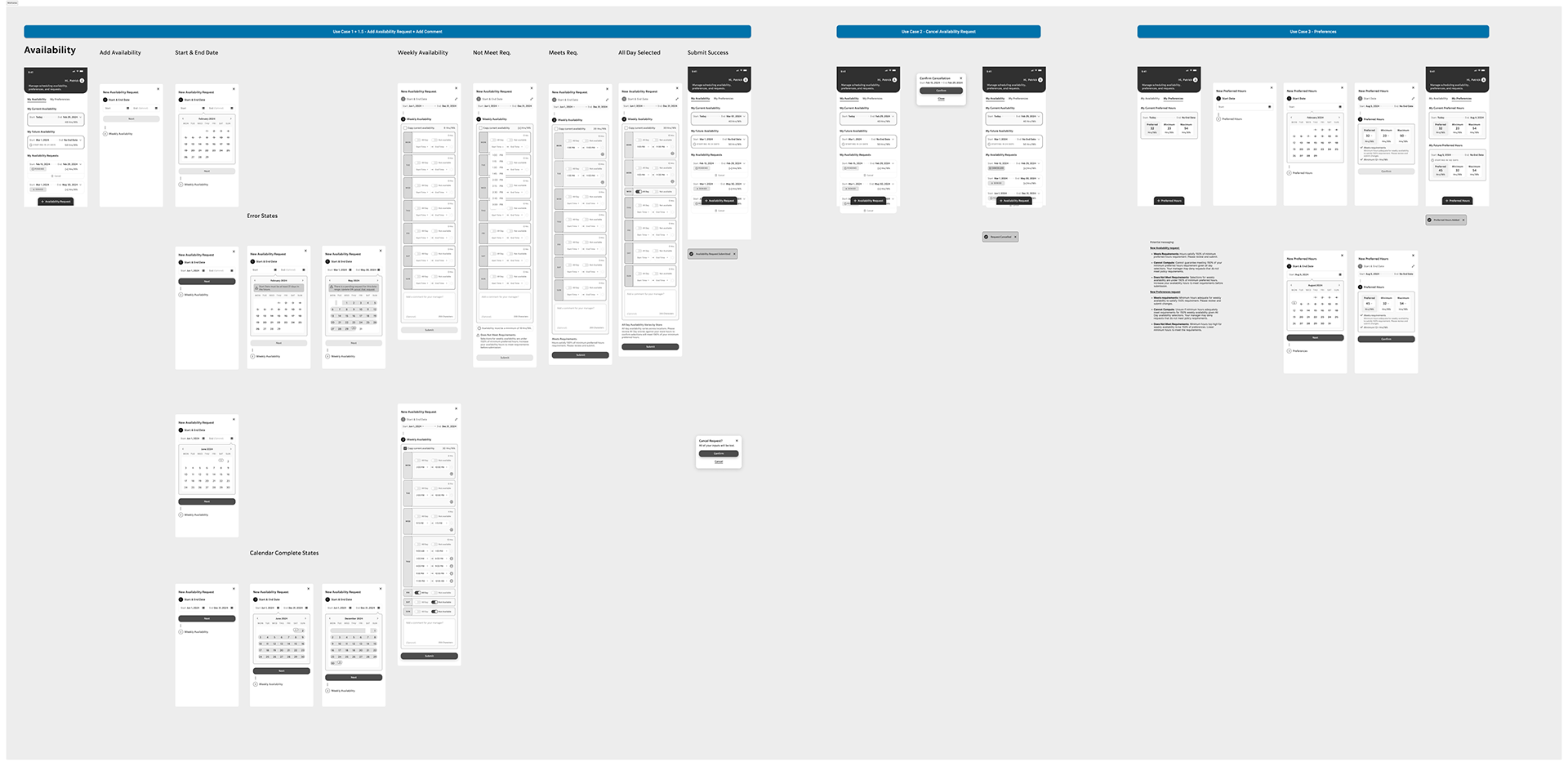 Wireframe flows